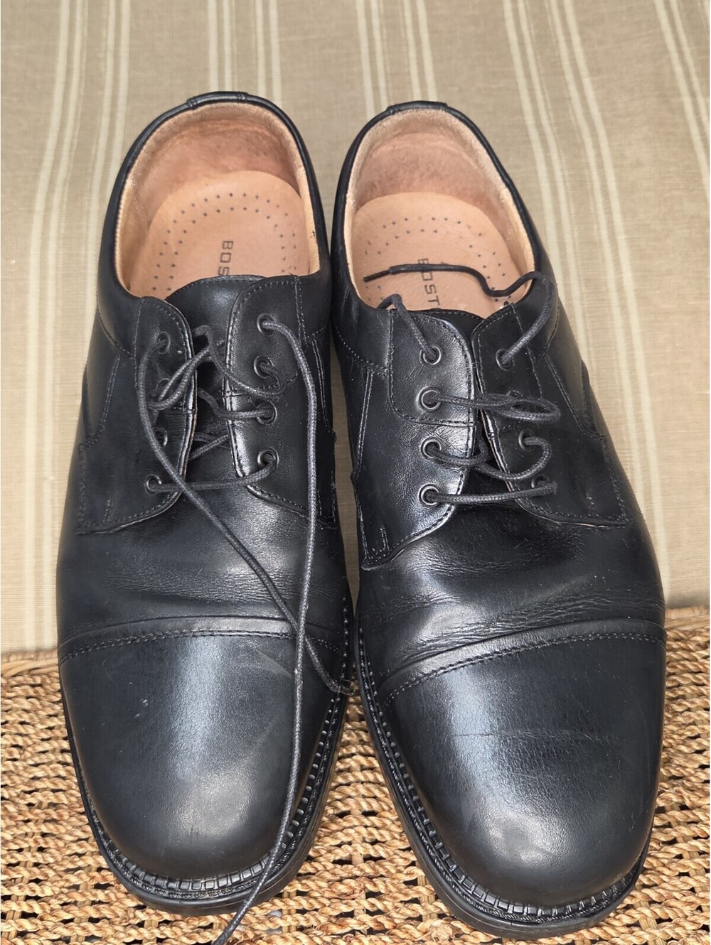 Bostonian Mens Size 10 ½ Dress Shoes Strada Oxfords Black Leather Lace Up
